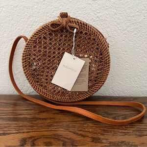 BEACHGOLD Woven Rattan Round Circle Bag NWT